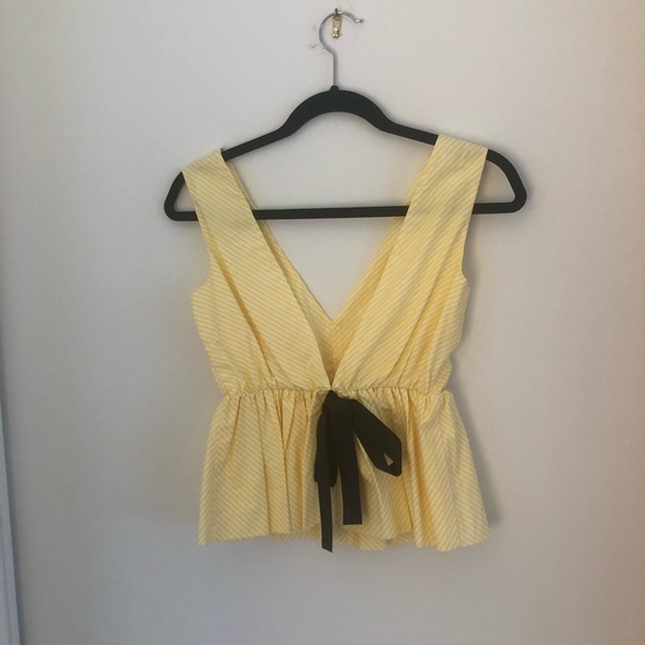 AQUA Yellow and White Stripe Top - XS - Picture 2 of 2